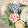 Peony Artifiical Flower Branch Flexible Stems 29cm Height Camellia Fake Flower with Green Leaves Simulation Flower