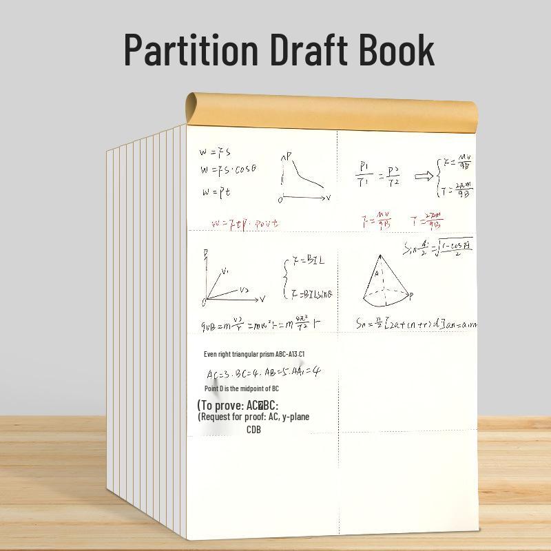 Thick Kraft Paper Exam Prep Draft Book with Tearable Pages for Junior High Students