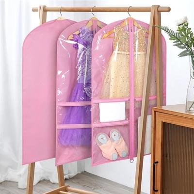 Garment Bag Waterproof Dustproof Hanging Clothes Cover Multi-Pocket Design Zipper Closure Clothing Storage