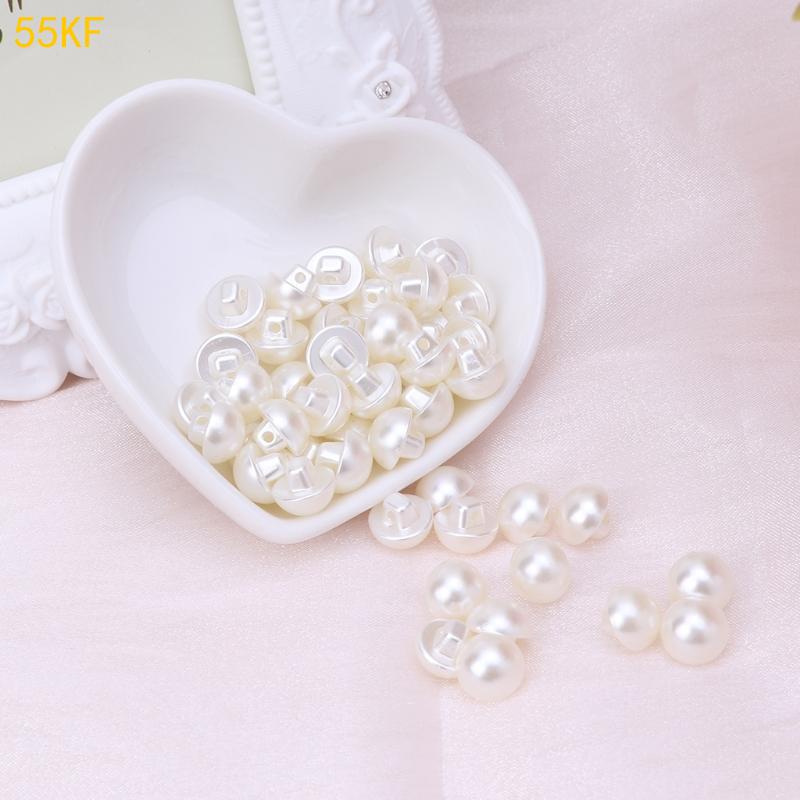 55KF 50Pcs Faux Pearl Buttons Fit Sewing Scrapbook Backhole Sewing Crafts 10/11.5mm