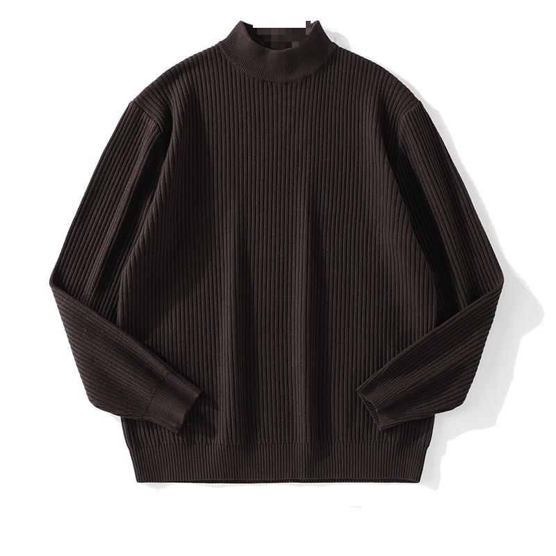 Mens Warm Half Turtleneck Sweater Loose Fit Solid Color Knit Pullover Winter Daily Wear