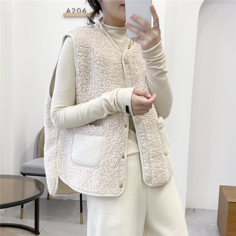 Women's 2023 Autumn/Winter Leather & Fur Lambswool Waistcoat Vest - Short & Stylish