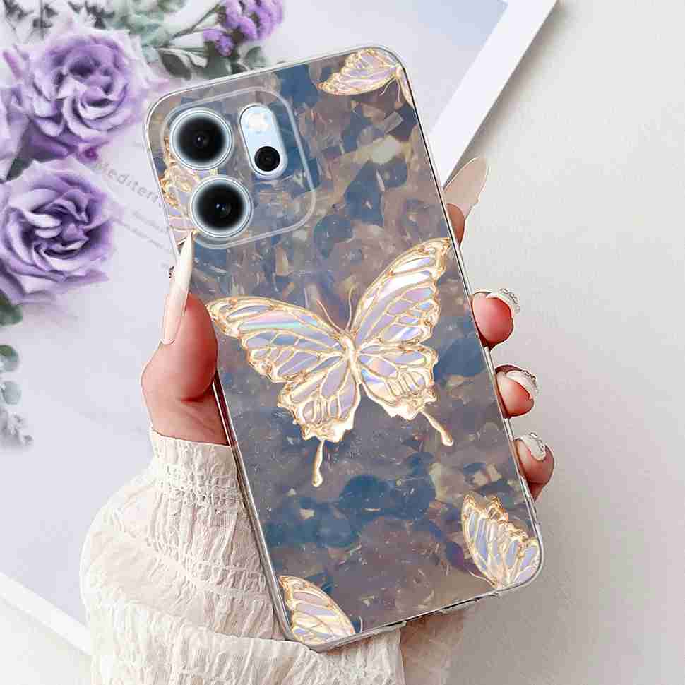 Für Oppo Reno14 F 5G CPH27436.57" Hülle Bunte Schmetterlingsblumen TPU Weiche Silikonhülle Für Oppo Reno 14 F RENO14F Handyhüllen