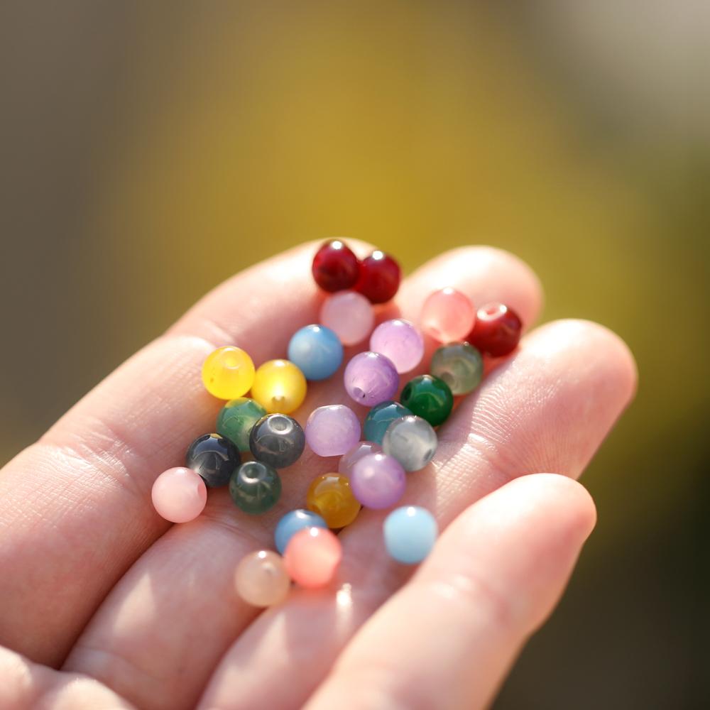 30/50pcs 6mm Glass Round Beads Colorful Spacer Loose Beads for Necklace Bracelet Diy Jewelry Making Accessories Supplies