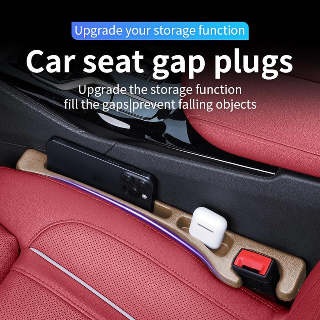 Car Seats Gap Filler Dual-Slot Car Seat Gap Organizer – With Belt Slot, Anti-Drop Gap Filler For Cars & SUVs – No More Lost Items, All Within