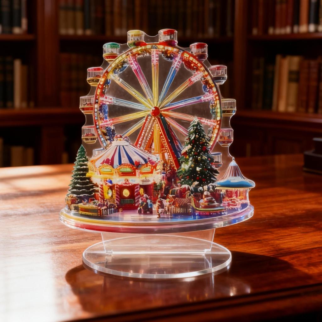 Christmas Ferris Wheel Ornament 2D Acrylic Ferris Wheel Shelf Holiday Statue For Home Holiday Party Desktop Christmas Decoration