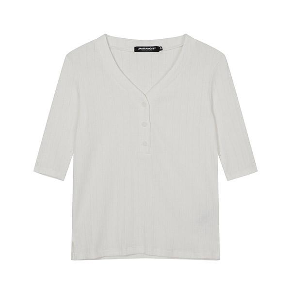 JAMBANGEE Women'S) Ribbed V-Neck T-Shirt_An2Wts356-Ow