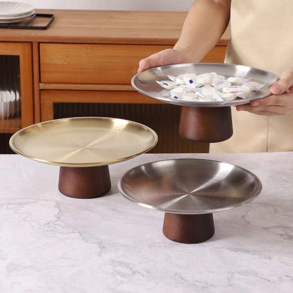 French Style Stainless Steel Dessert Stand – High Footed Tray for Fruits, Candies, and Snacks