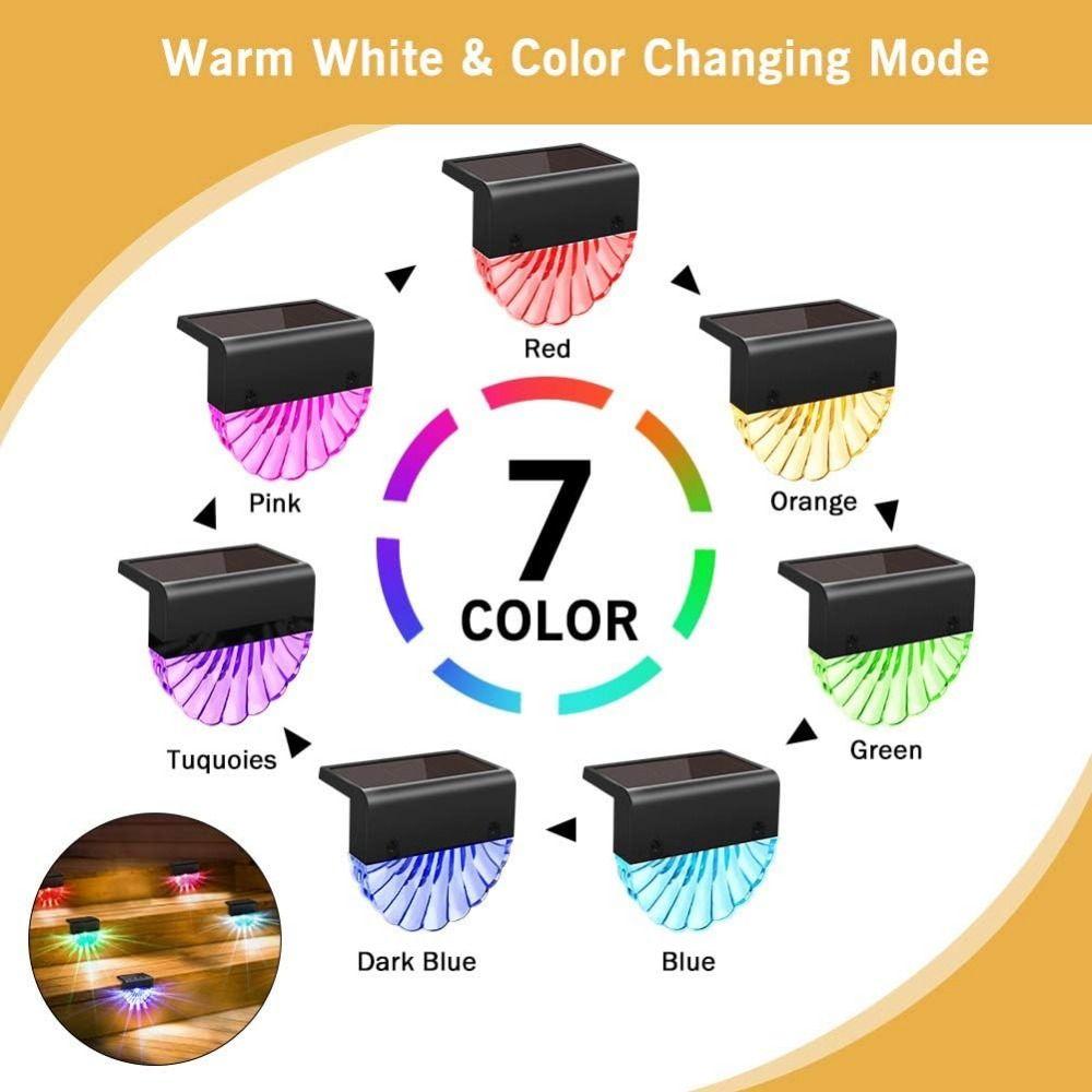 Waterproof Solar Deck Lights LED Light Terraces Railing Lamp Easy To Use Solar Step Lights  Yard