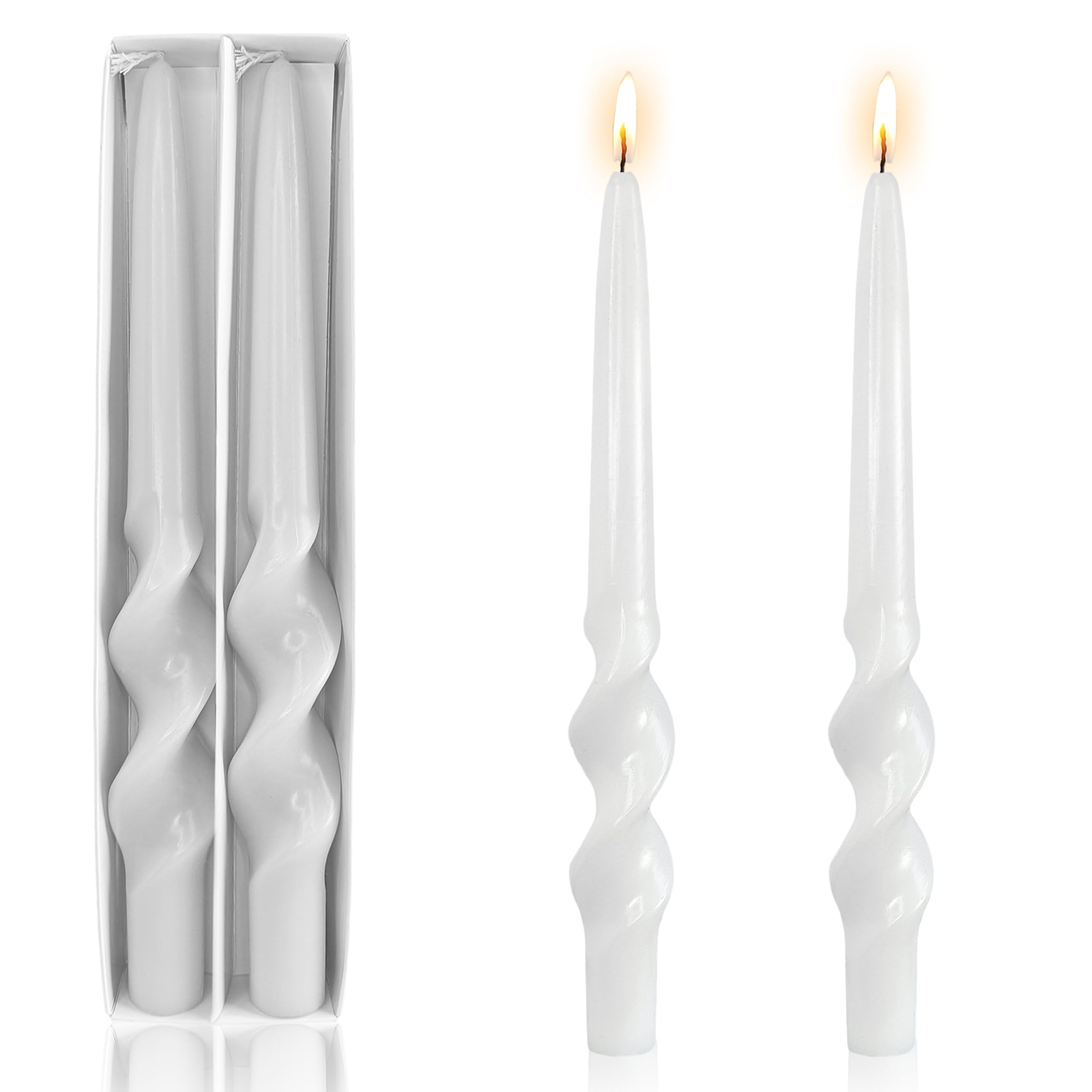 Spiral Taper Candles - 10 Inch Long Unscented Candle Sticks Twisted Candles for Dinner Decor Housewarming Gift Idea 2pcs 2.1cm*25.4cm белый