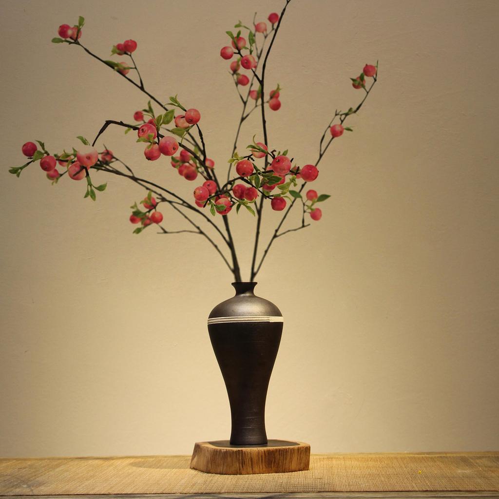 Artificial Apples Branch Realistic Tall Apples Bouquet Tree Branch with Long Stem Green Leaves Fruit Plant for Home