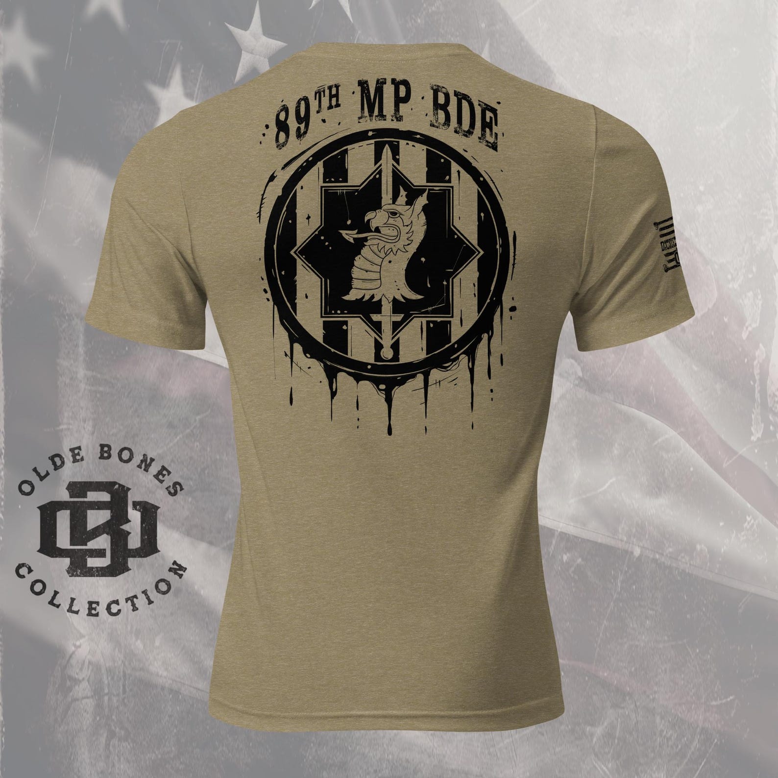 Army 89th MP Brigade Military Tri-Blend Olive T-Shirt L