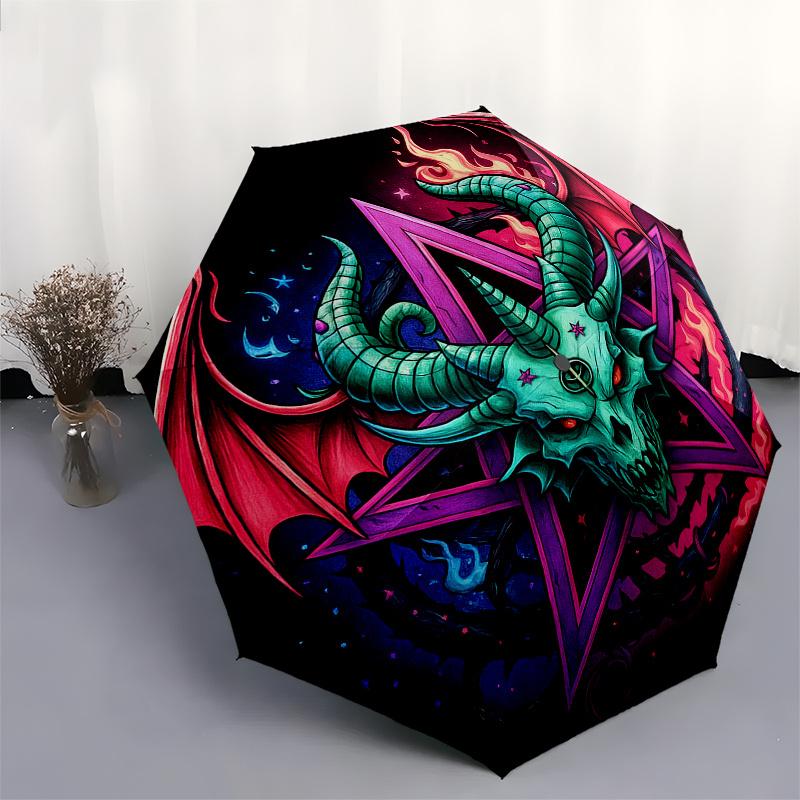 Dragon Pentagram Neon Art PrintUmbrella, Portable 3-Fold Umbrella for Men & Women,Christmas Gift ES335