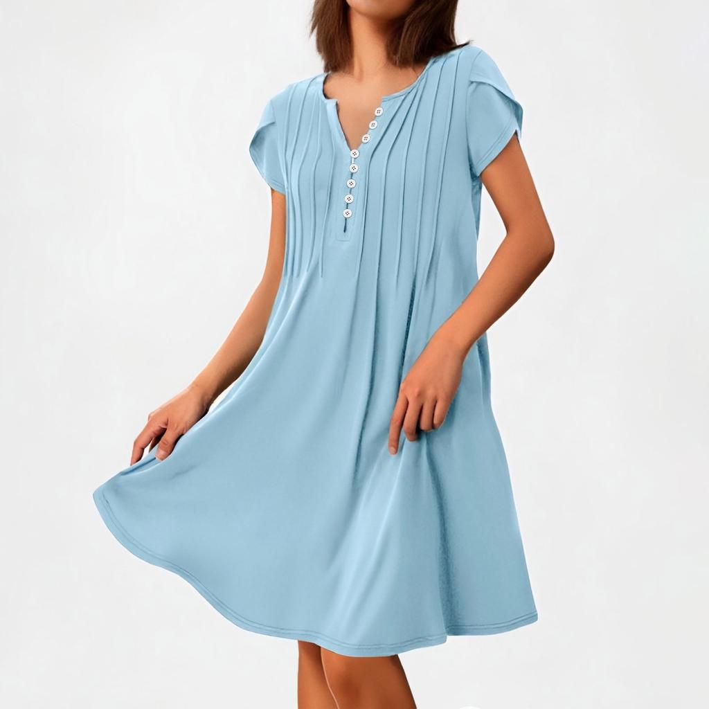 Damen T-Shirt Kleid Sommer Kurzarm Knielang Sommerkleider für Damen Elegant Lockeres Sommerkleid