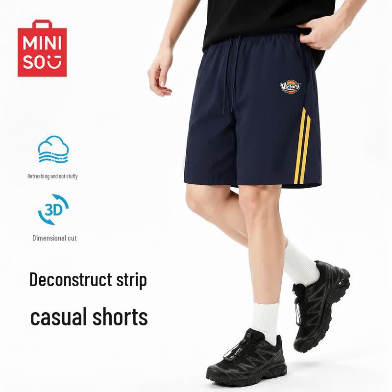 MINISO Men s Deconstructed Design Quick-Dry Sports Shorts L