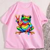 Tie Dye Frog Peace T Shirt Unisex Women Hippie Funny Frog TShirt Shortsleeve Unisex Clothing Animal Tee Streetwear Clothes Tops