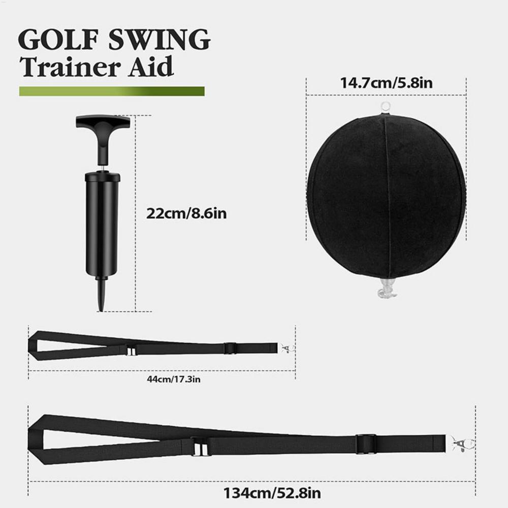 Golf Swing Trainer with Inflatable Practice Ball & Adjustable Rope - Indoor Outdoor Swing Corrector Aid for Men, Women, Beginner