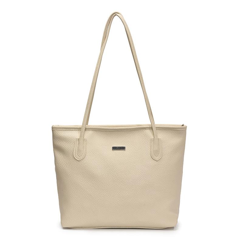 Leisure work commuter tote bag fashionable large-capacity handbag solid color texture simple PU shoulder bag handbag