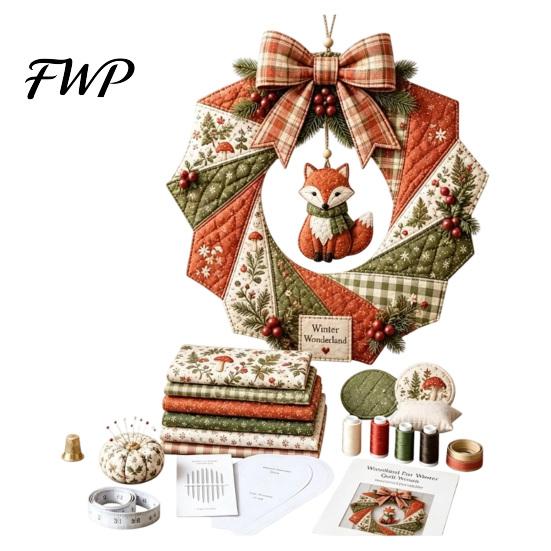 Rustikales Weihnachtsornament-Herstellungs-Stoffkranz DIY-Kit, Patchwork Anfängerfreundliches Handgemachtes Feiertagshandwerk Festliches Handwerk Geschenk für Mama Dekoration