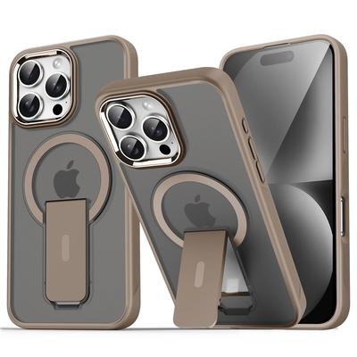 Luxusní skládací magnetický pouzdro na telefon MagSafe s stojánkem pro iPhone 16 15 14 Plus 13 12 11 Pro Max matný průsvitný zadní kryt