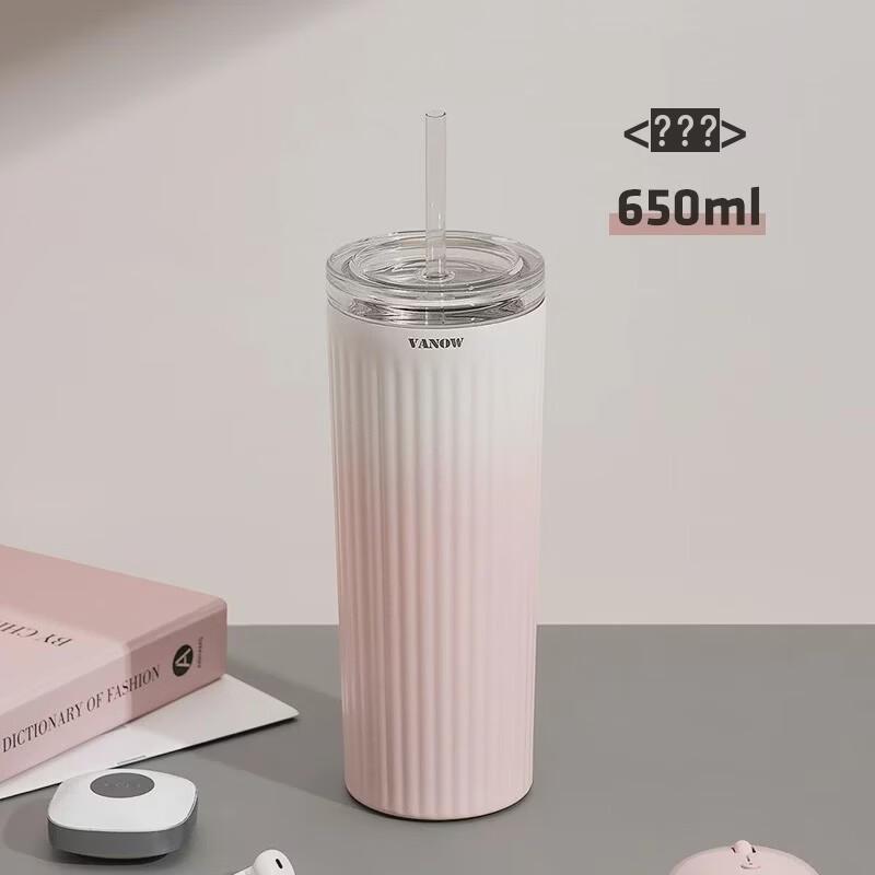 Vanow Insulated Coffee Tumbler with Straw 650ml