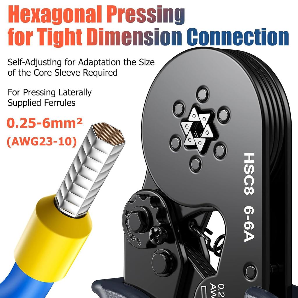 Rohrklemmen Crimpzange HSC8 6-4/6-6 Crimpzange Draht Mini Aderendhülsen Crimpwerkzeuge Haushalt Elektro-Set Mit Box Drahtspitzen