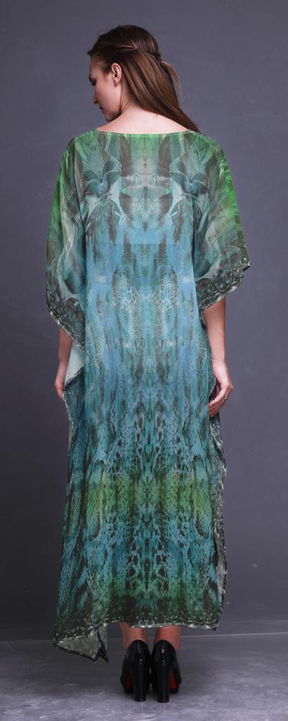 Phagun Leopard & Snake Animal Skin Ladies Plus Size Kaftan Summer Wear Beach Coverup Kimono