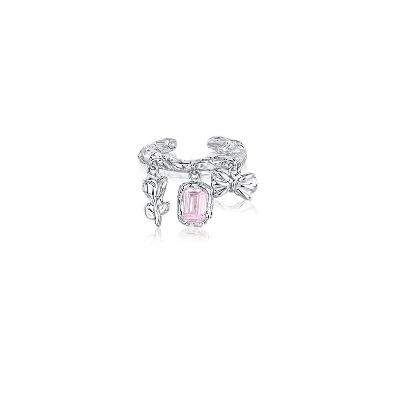 Nischdesign Rosrosett Rosa Diamantbesatt Zirkon Ljus Lyx Högklassig Personlighet Söt Cool Stil Öppningsring Dam