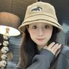 New Autumn and Winter Bucket Hat Women's Fashion Double-brimmed Striped Versatile Corduroy Showing Thin Face Small Letter Basin Hat