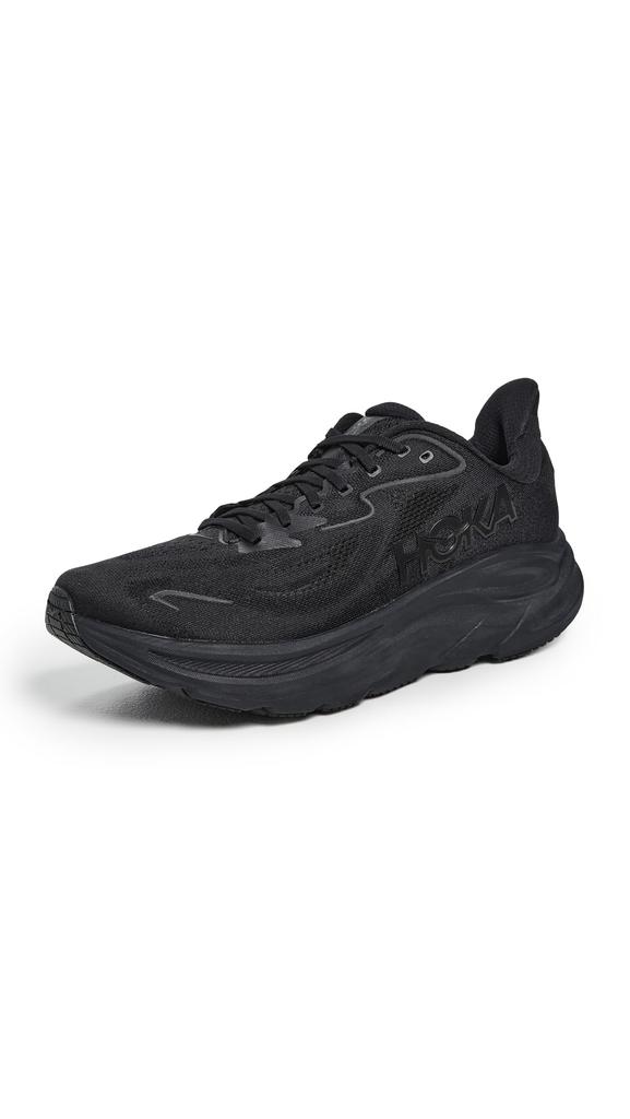 HOKA Clifton 10 Running Black Cushioned Sneakers Shoes, (1162030-BBLC), Men's, Walking, Road, Ultra-Lightweight, (Black/Size 25.5)