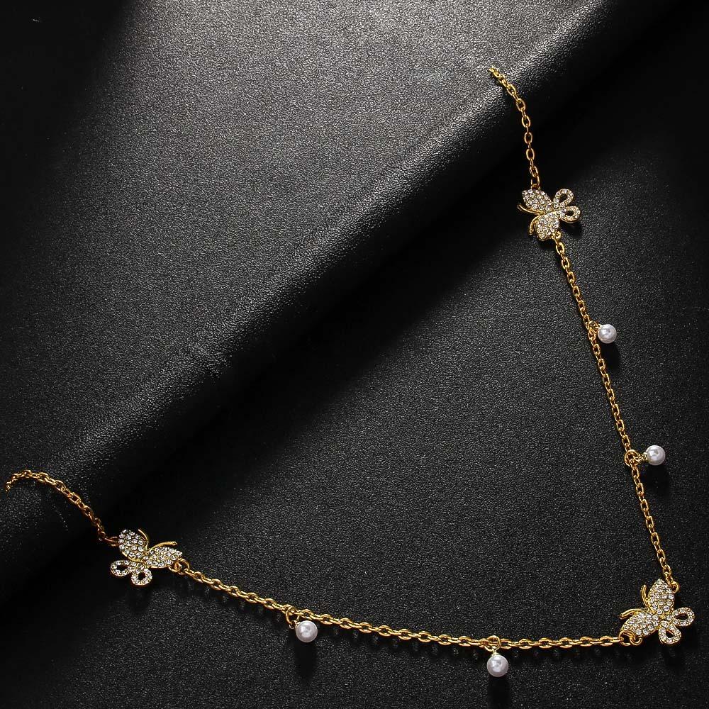 Stonefans Fashion Butterfly Waist Chain Belt Adjustable Body Accessories Elegant Pearl Pendant Crystal Belly Jewelry Party Gift