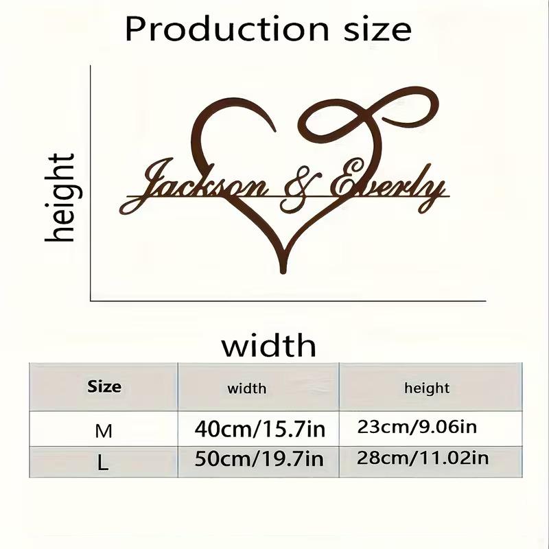 

Personalized Sign Symbolizing Love, with Commemorative Date&Name, for Scene-Themed Party/Door/Decor/Living Room Wall Decoration M 40x23cm коричневый