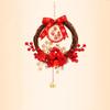 Traditional Chinese New Year Wreath Exquisite Rattan Front Door Wreath Decorative with Bell Artificial Floral Wreath