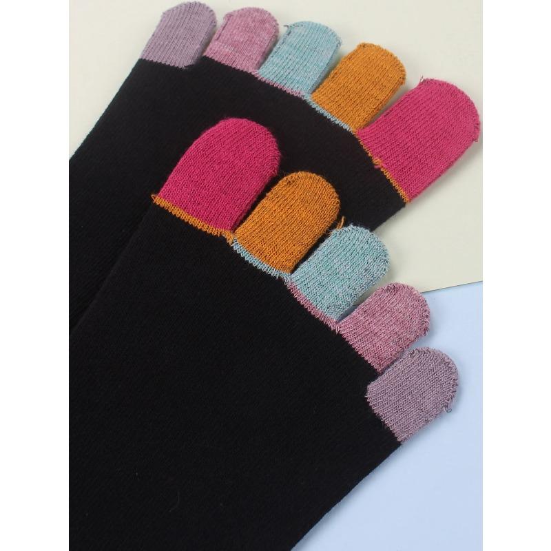 Women Sports Socks Separate Fingers High Tube Five Finger Crew Socks Yoga