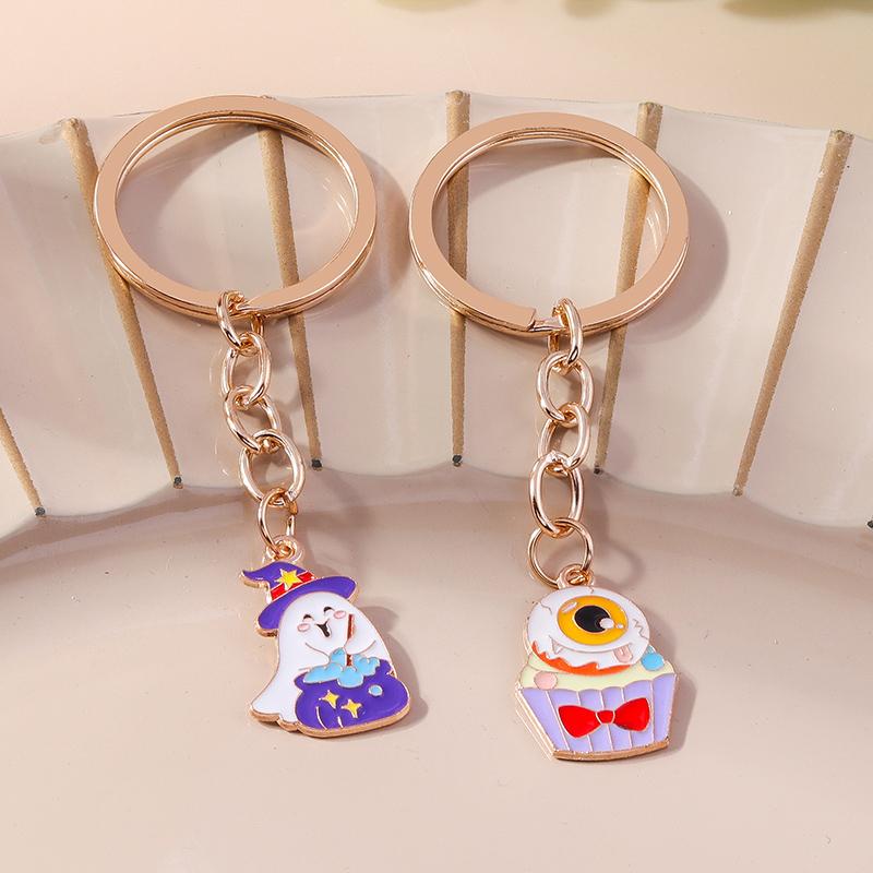 Cute Enamel Halloween Keychain Ghost Key Ring Pendants for Women Girs Handbag Decor DIY Jewelry Accessories