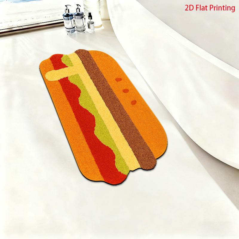 VIKAMA Hamburger Pattern Fun Shaped Doormat Welcome Mat Rug For Bedroom Carpet For Live Room  Non-slip Bathroom Mat Home Decor