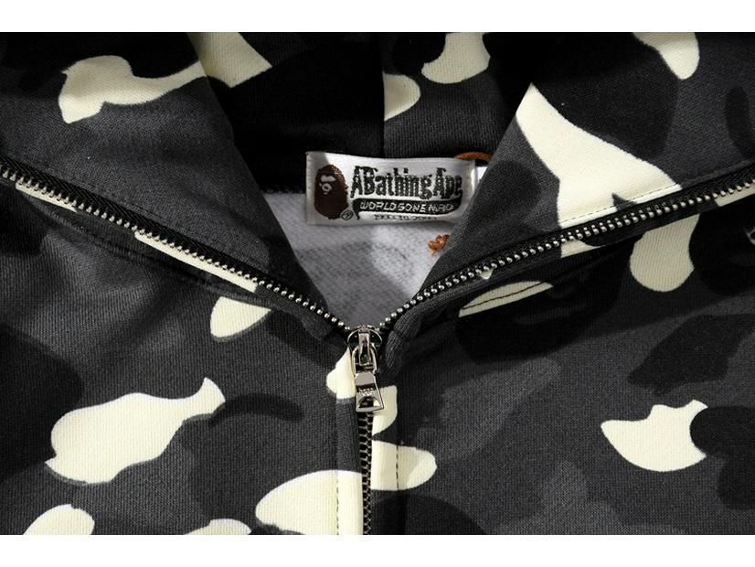 Grenzüberschreitendes Camouflage Bape Shark Leuchtendes Sweatshirt mit doppelter Kapuze