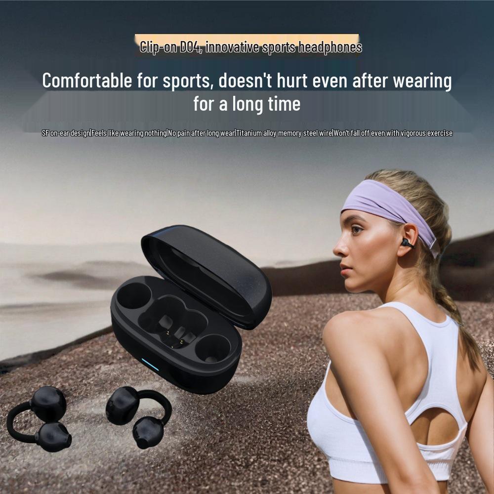 2025 Clip-on Bluetooth Headphones: AI Translation, Superior Sound, Long Battery Life, Comfortable Fit, Ideal for Sports - Model D04