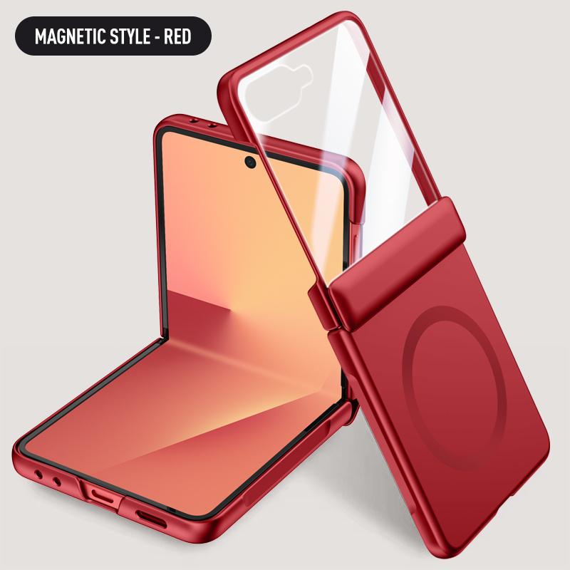 For Magsafe Wireless Charging Matte Frosted Phone Case For For Samsung Galaxy Z Flip 7 5G Hinge Screen Protect Film Shockproof Cover