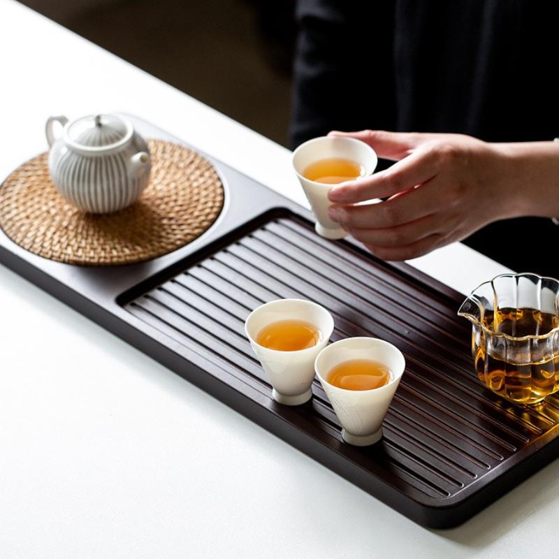 Solid Bamboo Wood Tea Tray Portable Rattan Mat Rectangle Serving Table Plate Storage Dish for Hotel Tea Plate Accessories Saucer