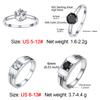 925 Sterling Silver Rings Round Square Black Clear White A+++ CZ Engagement Wedding Custom Lovers Couple Rings Jewelry Gift
