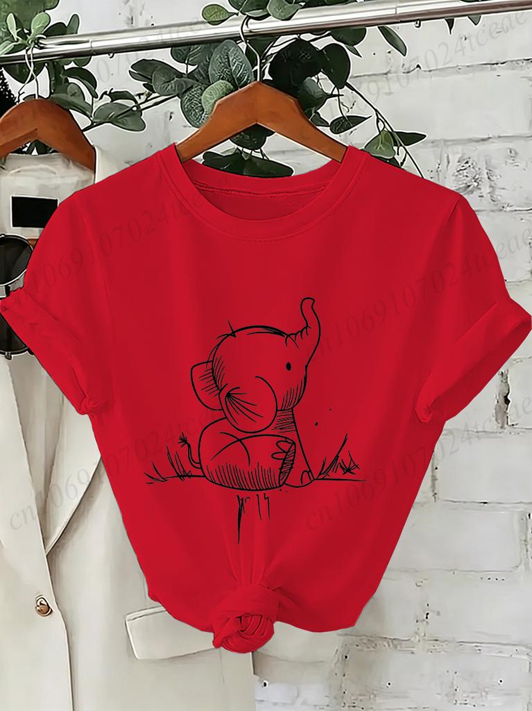 Elephant Graphic Women's T-shirt Unisex O Neck Short Sleeve Printed Tee Wild Animal Streetwear Casual Loose Daily Fashion Tops
