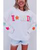 Azura Exchange White Glitter Howdy Patch Graphic Casual Sweatshirt