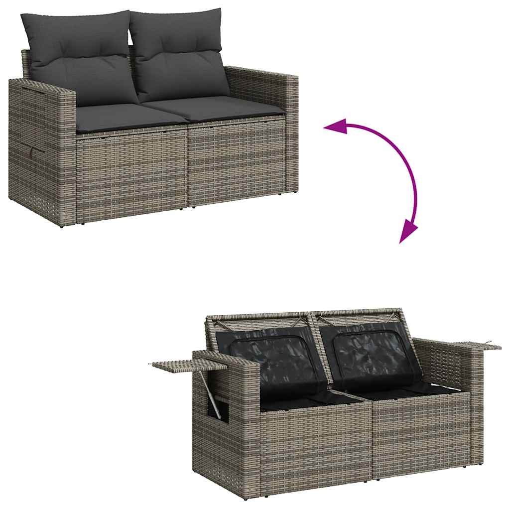 Vidaxl 5-Cz. Garden Lounge Set, Cushions, Grey PE Rattan