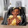 New Arrival Cute Black Girl Printed Flannel Blanket Couch Soft Cozy Lightweight Luxury Bed Blanket for Daughter Wife Nice Gifts