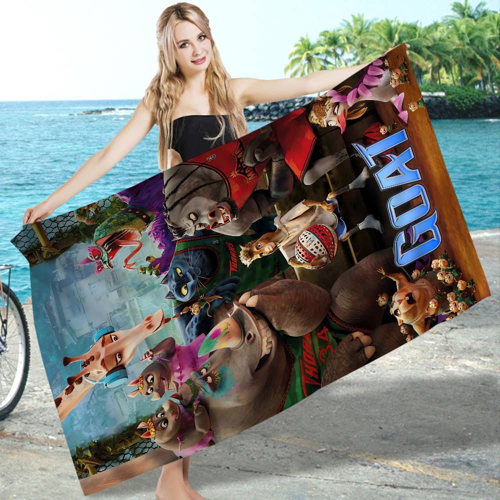 New Cartoon Anime G-Goat Beach Towel Colorful Bath Towels for Girl Microfiber Quick Dry Custom Sand Free Beach Yoga Spa Gym Pool