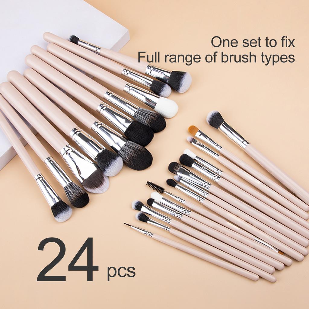 New 24 Professional Makeup Brush Set Portable Full Set Makeup Tools Fiber Hair Loose Powder Brush Eyeshadow Brush