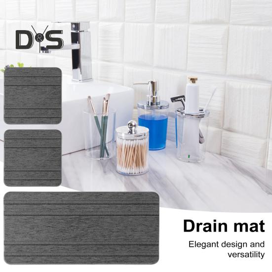 3Pcs Water Absorbing Stone Tray Stripe Design Quick Drying Sink Drain Mat Anti-Slip Soap Holder Kitchen Bathroom Vanity Trays
