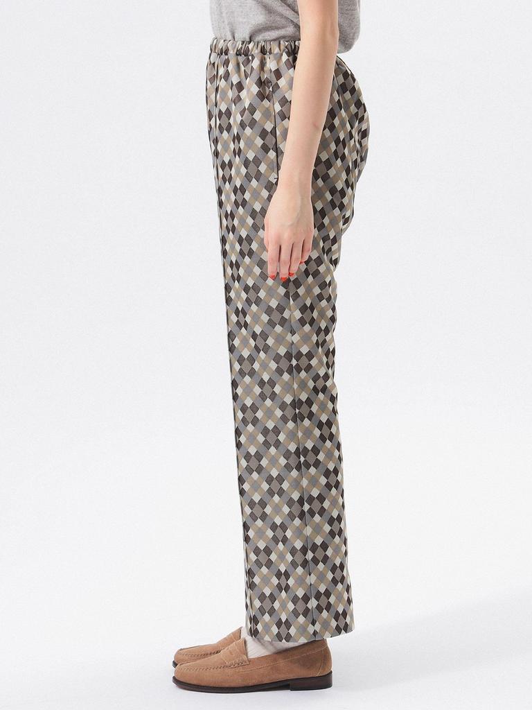 Beams Boy Women's Polyester Jacquard Work Pants, Brown, 13240454458