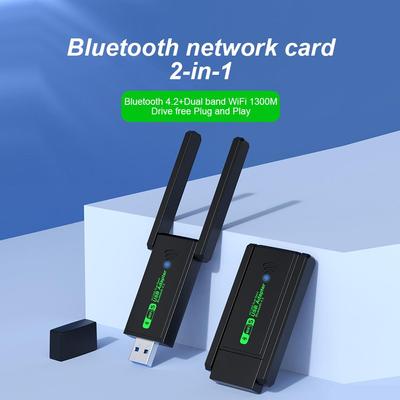 1300Mbps USB 3.0 WiFi-adapter traadita võrgukaardi traadita vastuvõtja saatja 2,4G/5GHz Bluetooth 4.2 adapteri dongle sülearvuti jaoks
